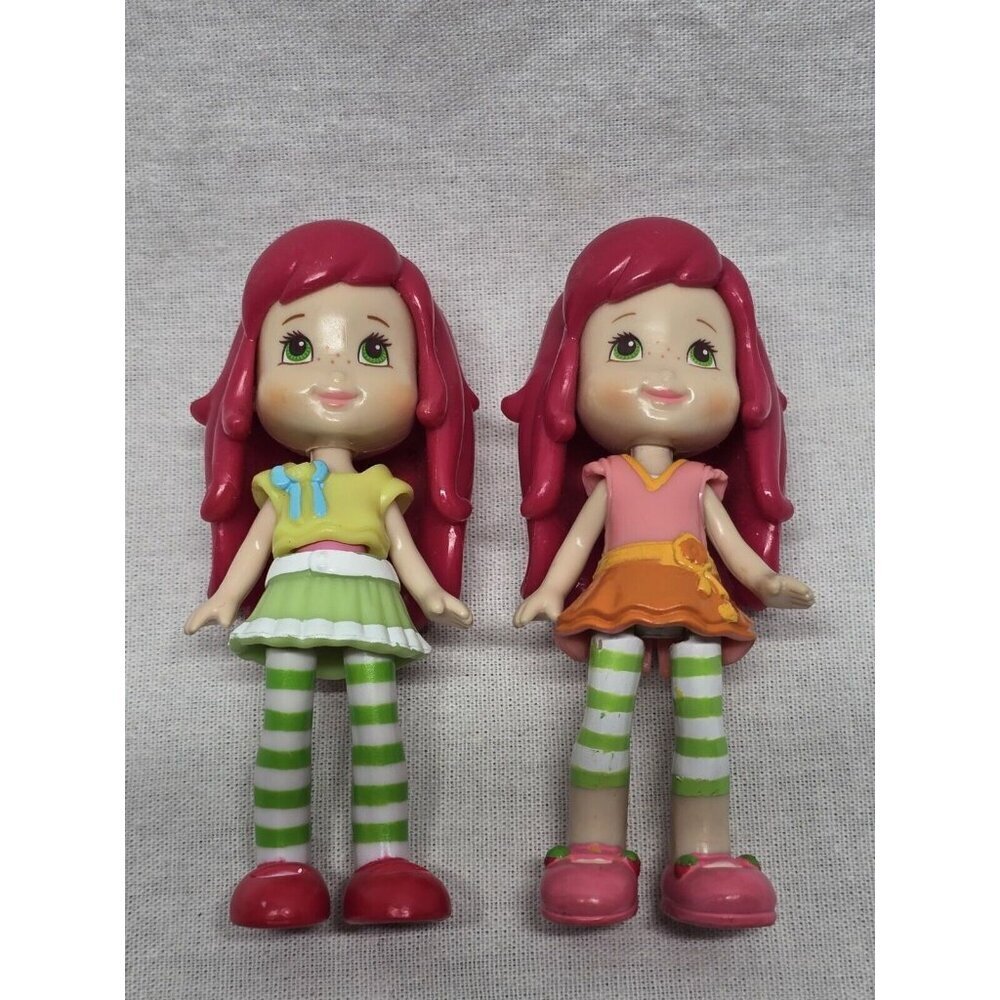 2008 STRAWBERRY SHORTCAKE 3" Mini Figure Doll Toy By Hasbro- Lot Of 2 Dolls